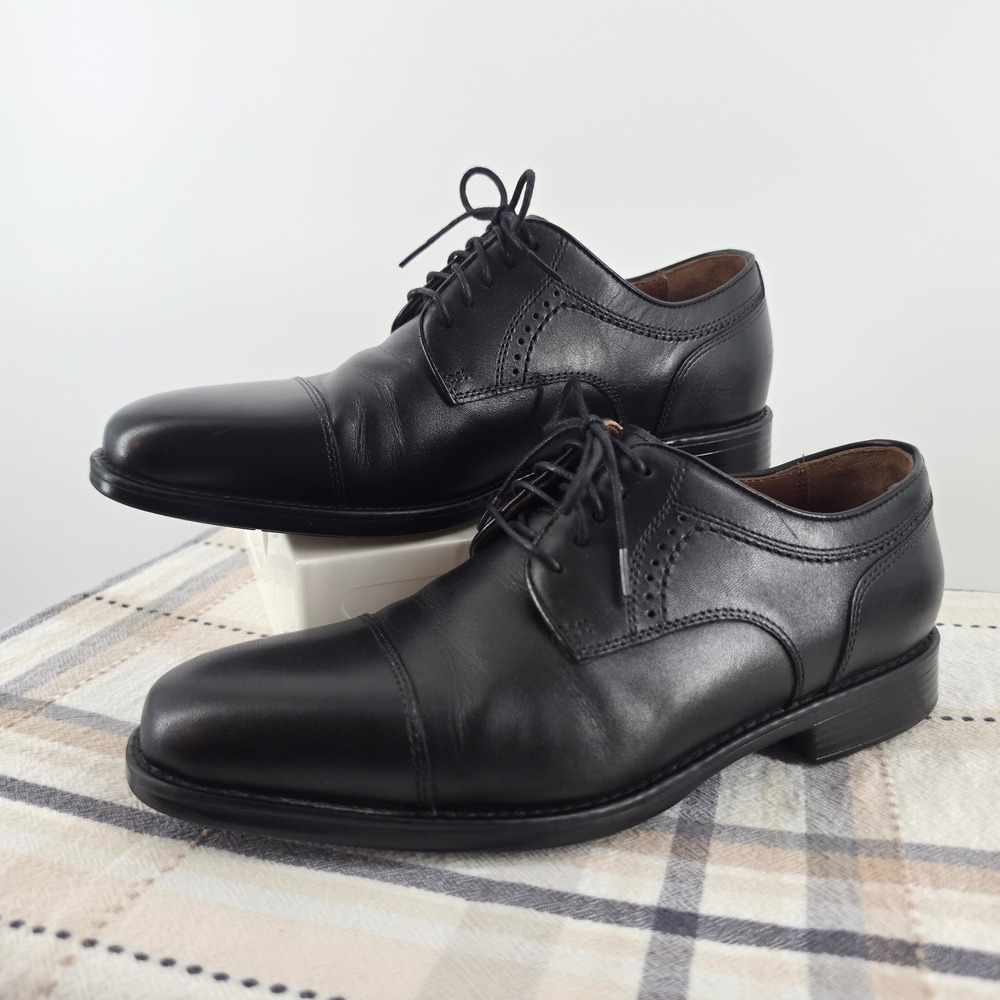 Johnston & Murphy XC4 Mens Black Leather Waterproof Cap Toe Dress Shoes 8.5